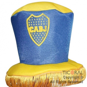 SOMBRERO GALERA BAJA FUTBOL BOCA ESCUDO CON FLECOS x 1